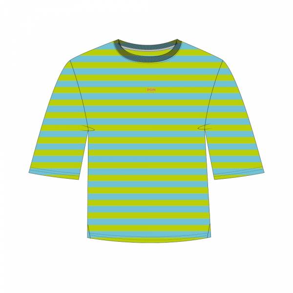 POM Amsterdam SP9162 TSHIRT - Striped Lime Blue
