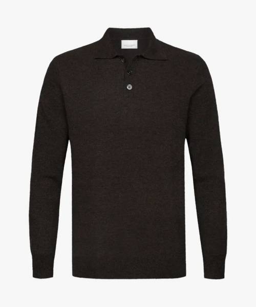 Profuomo Bruine boiled wollen polo PPWJ30033C