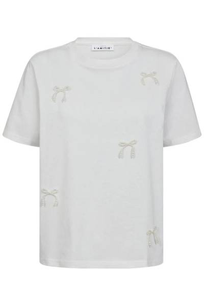 HAUTE L'AMITIE HL10027 Pearl Bow Tee-offwhite