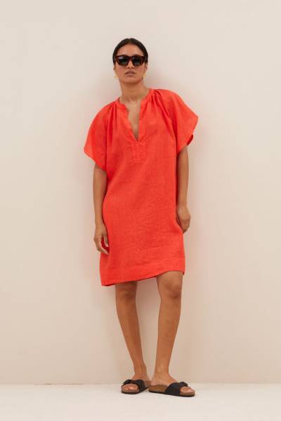 BY-BAR 25117007 vina linen dress-bright poppy