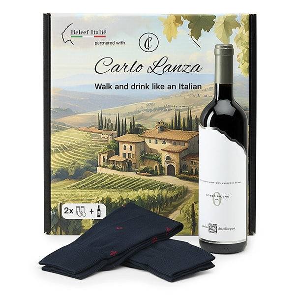 CARLO LANZA 600-314 Geschenkdoos Sokken en Wijn-Donkerblauw