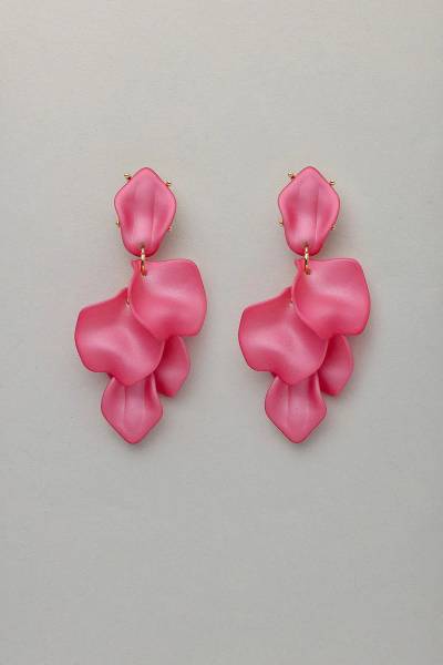 BOW19 oorbellen LEAF EARRINGS Pearl StrongPink