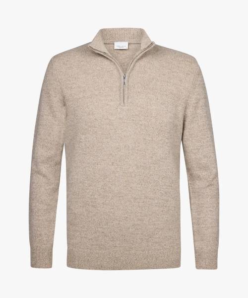 PROFUOMO taupe wollen halfzip PPWJ30029D