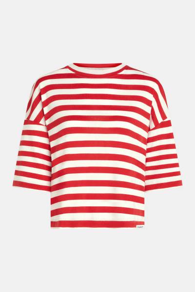 PENN&INK W25T1188 T-Shirt Streep tomato-ecru