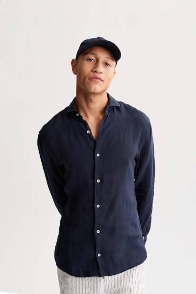 THE GOOD PEOPLE LINNEN SHIRT - SOHO/NAVY