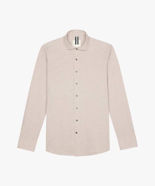PROFUOMO beige visgraat knitted shirt PPWH30021B