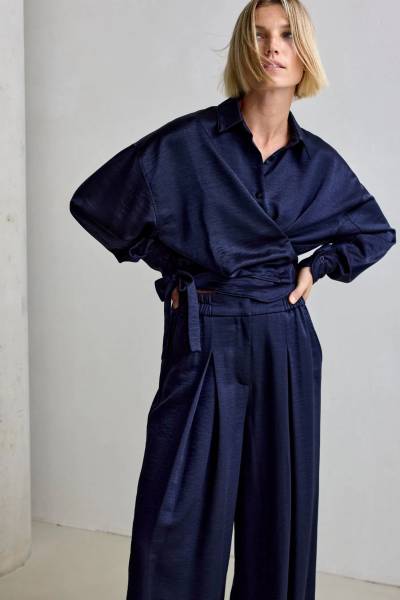 FEMMES DU SUD blouse Allison Satin (BS-0021) navy