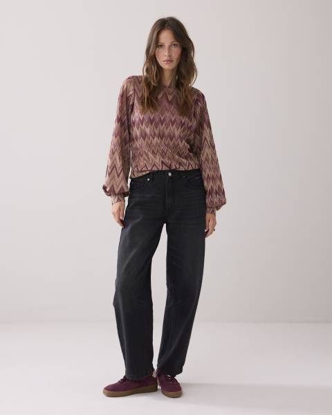 SUMMUM Top lange pofmouwen Italiaans jacquard 3s5178-30718