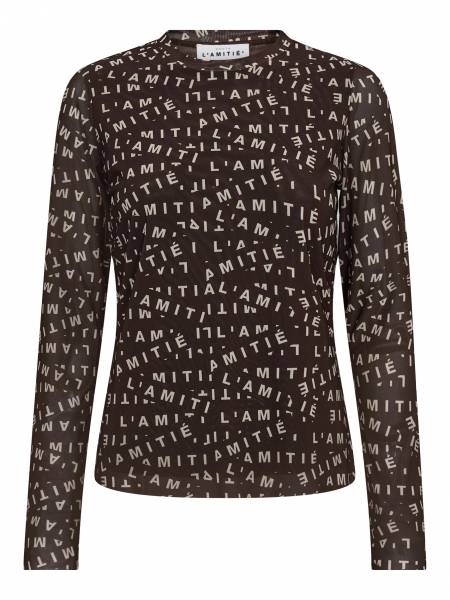 HAUTE L'AMITIE HL10157 Mesh shirt print-Mocca