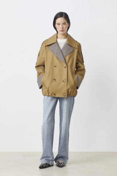 SUNCOO Eden Gevoerde geruite trenchcoat