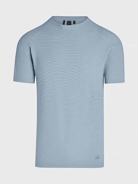 ALPHA TAURI 3D KNIT T-SHIRT ATA24079/STONE BLUE