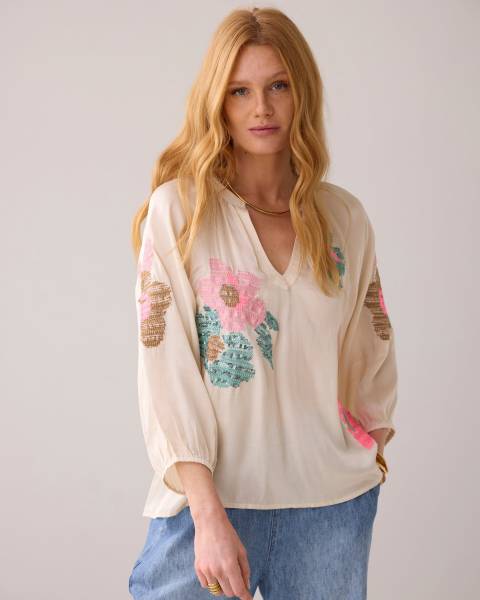 SUMMUM Glanzende A-lijn blouse 2s3287-12064