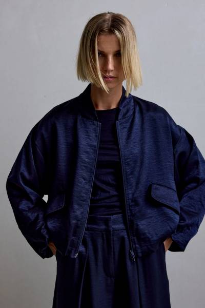 FEMMES DU SUD bomber Lacy Satin (JK-0017) navy