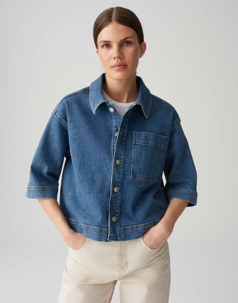 OPUS 10442513505366 Femse Losse boxy Denim overhemdblouse