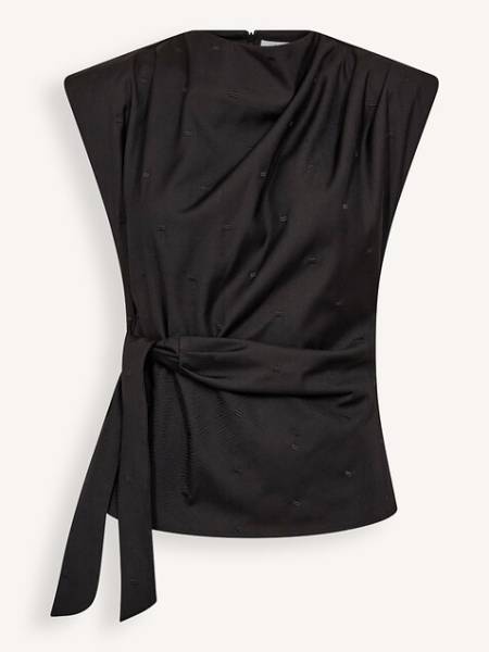 CO'COUTURE 35958 GittCC Pleat PU Leather Top-black