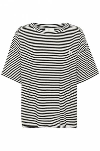 My Essential Wardrobe 10705101 DanaMW Emb.Tee Stripe BlackOffw