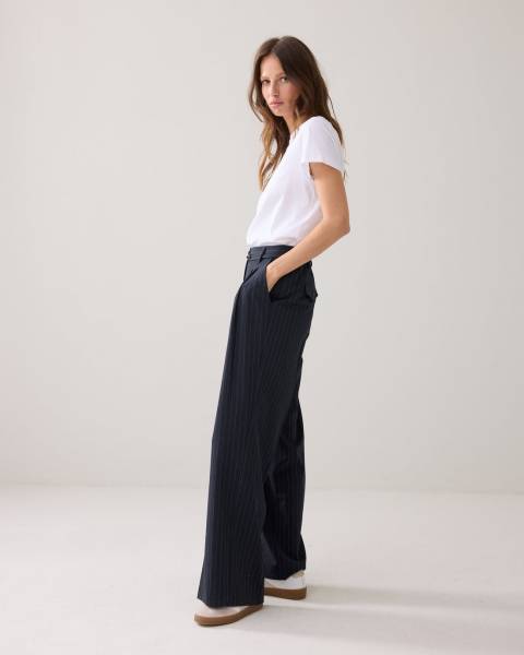 SUMMUM 4s2871-12258 Wijde pantalon pinstripe